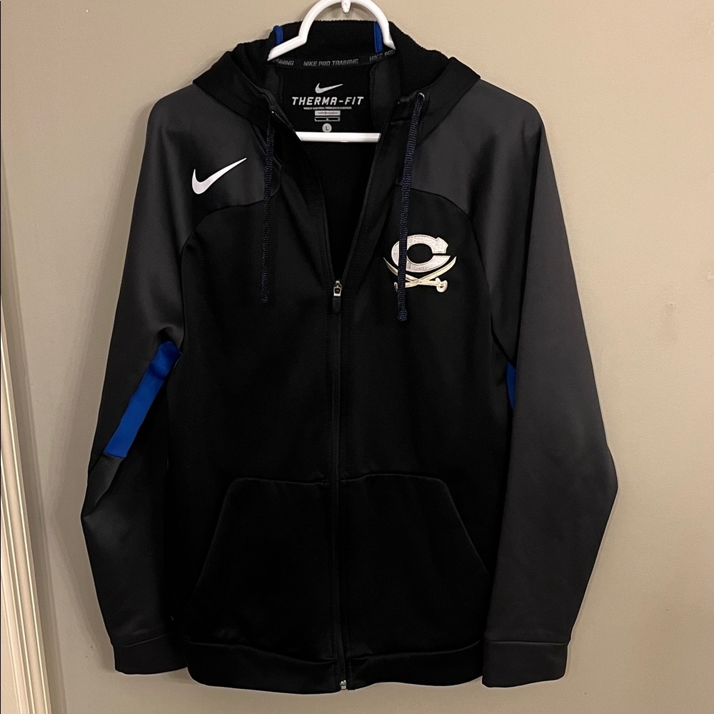 Nike Therma-Fit Men's Black and Gray Jacket with Blue Highlights
Cass Colonels